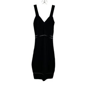 H&M Women's Sleeveless Ribbed Bodycon Dreess Black Size XS Cut Outs Knee Length